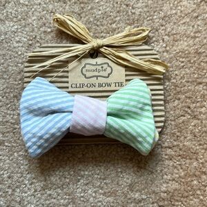 Clip on bow tie, blue, green, pink and yellow
